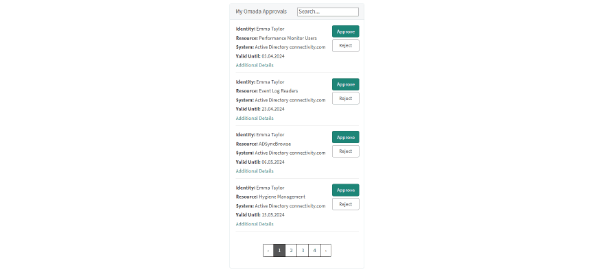 Omada Service Catalog Application - My Omada Approvals