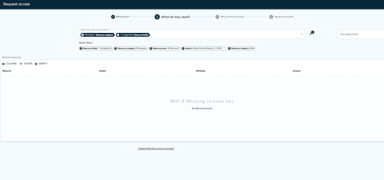 access request default filters