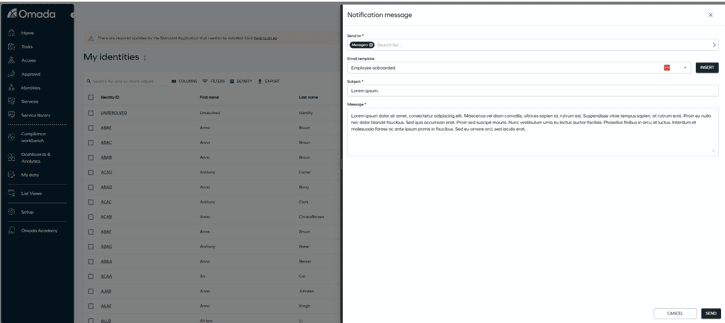 omada identity cloud send notification side panel